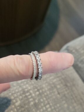 Source Unknown Silver-Tone Stacked Crystal Ring Set-costume